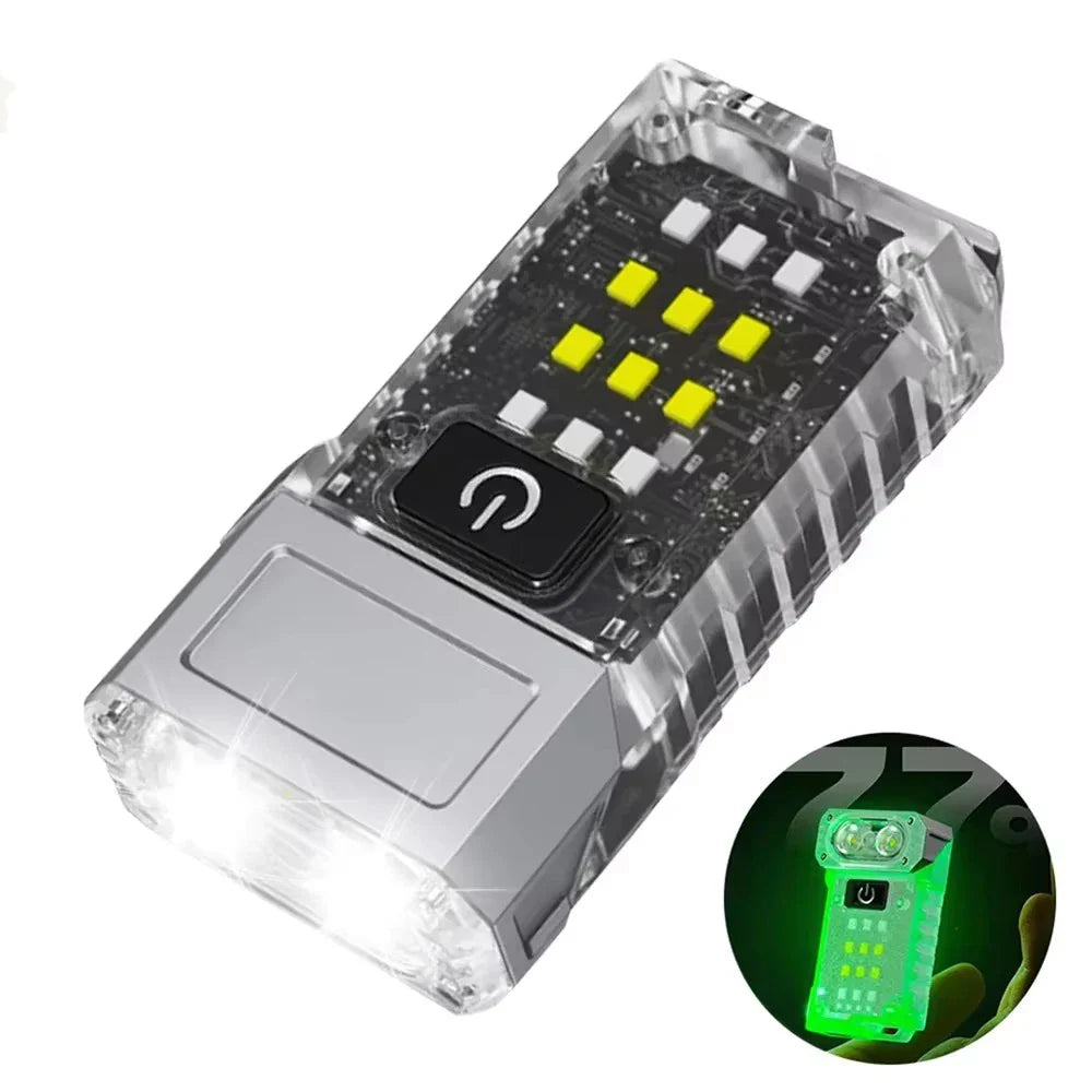 Mini USB Rechargeable LED Flashlight with Tail Magnet – 300 Lumen COB Side Light, Type-C Portable Camping Lantern & Power Bank