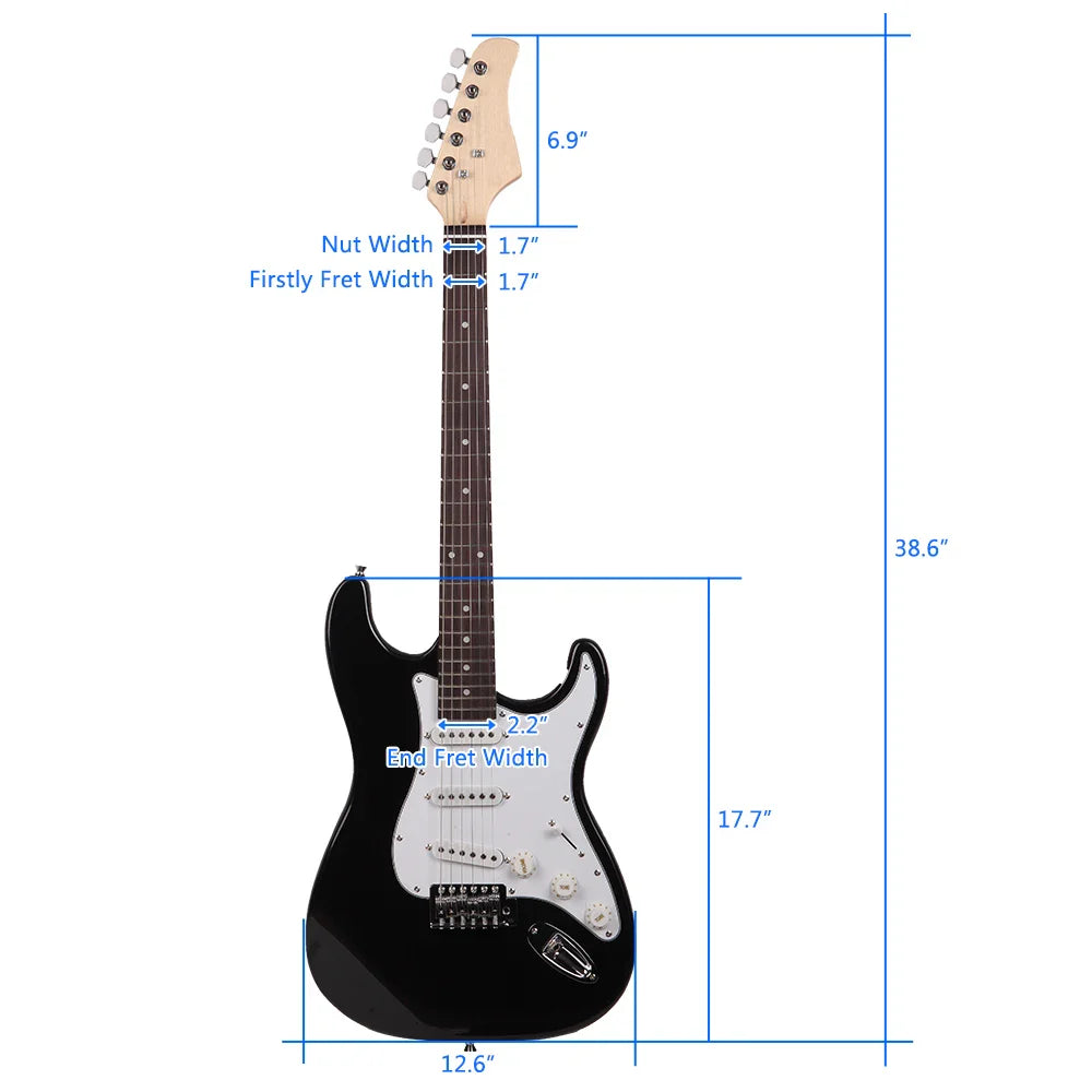 Rosewood Fingerboard Electric Guitar - 25.5" (648 mm) Scale, 22 Frets - Black/White