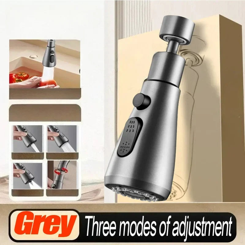 3-in-1 Kitchen Faucet Spray Head ABS Replaceable Sink Sprayer – 360° Rotating High-Pressure Nozzle