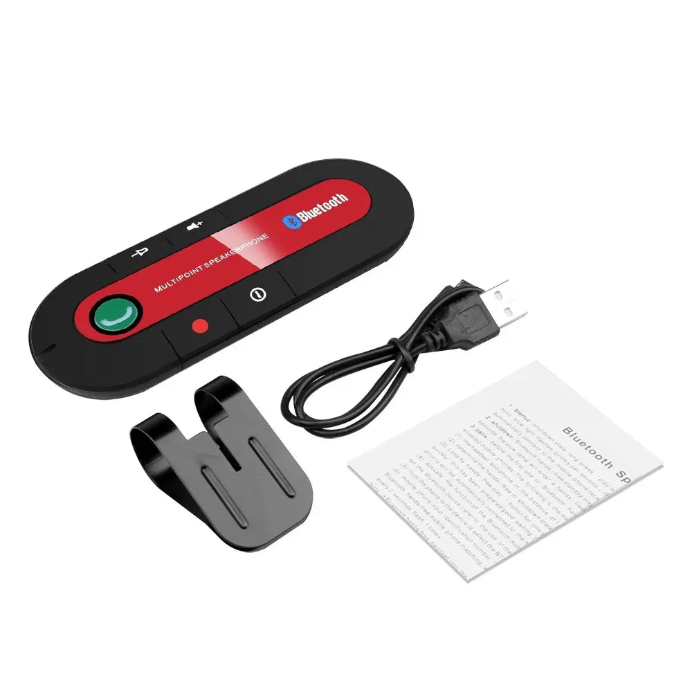 Bluetooth 4.1 Hands-Free Car Speakerphone Sun Visor Clip – Wireless Stereo Speaker with Mic, 10m Range