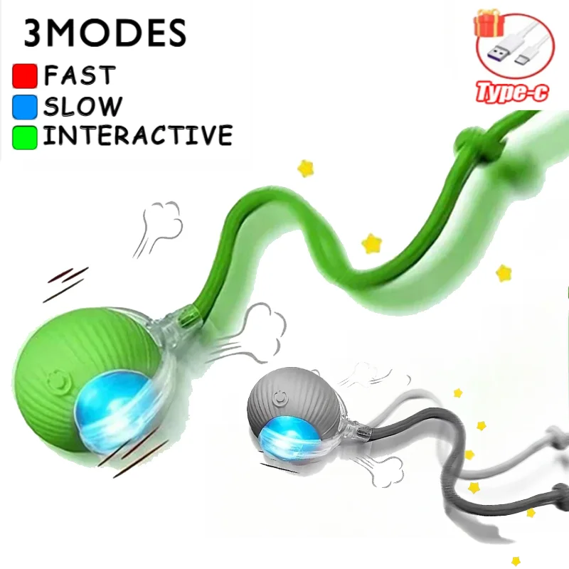 Automatic Rolling Ball Cat Toy – USB-C Rechargeable Interactive Silicone Magic Ball, Prey-Simulating Training Toy for Cats