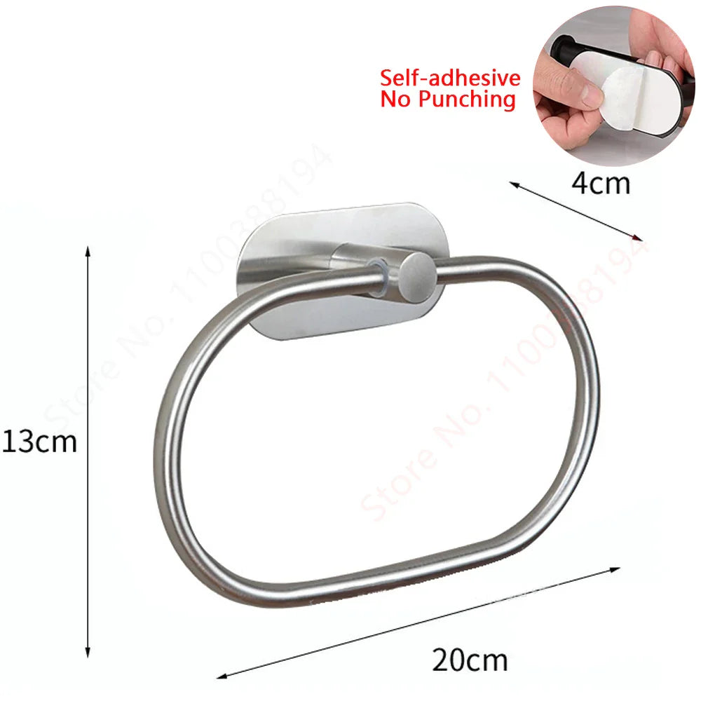 Self-Adhesive Stainless Steel Toilet Paper Holder — No-Drill Wall Mount Tissue & Towel Dispenser (Holds up to 30 cm / 11.8 in)