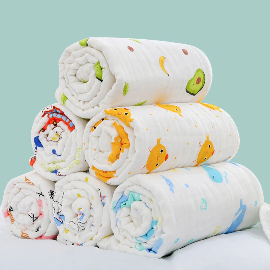 4-Layer Cotton Gauze Baby Bath Towel & Swaddle Blanket 70 x 90 cm (27.6 x 35.4 in) – Soft Newborn to Toddler Washcloth