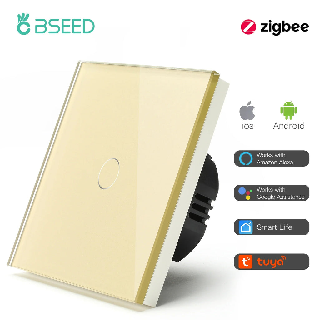 Smart Zigbee Touch Light Switch – 1/2/3-Gang 1-Way | Tuya/Smart Life Compatible, Google Home & Alexa