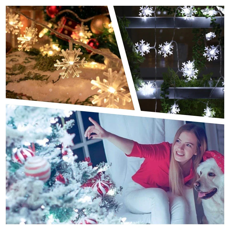 Snowflake USB LED String Lights — Multicolor Fairy Lights for Christmas Tree, Room & Wedding (1.5m/3m/4.5m/6m, 10–40 LEDs)