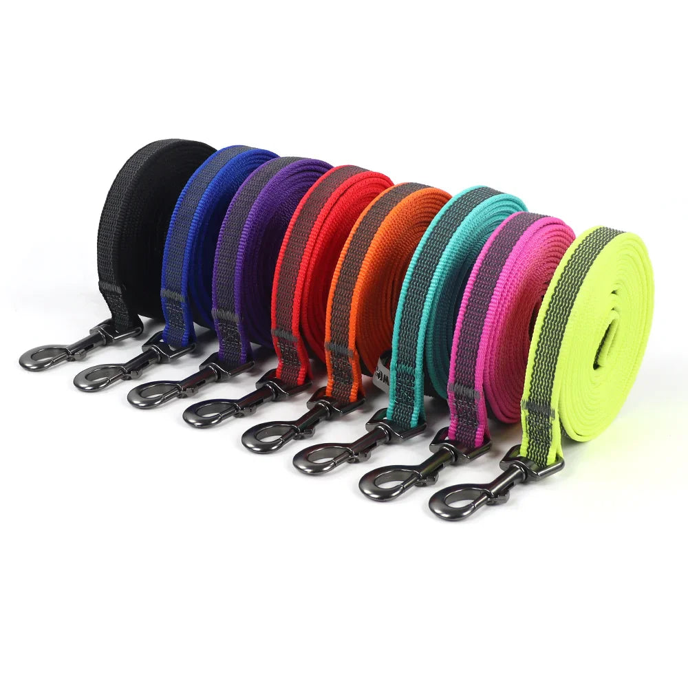 Adjustable Long Dog Leash – 1.5m/2m/3m/5m/10m/15m (4.9–49.2 ft) Lightweight Fiber Training Lead with Buckle, Personalized