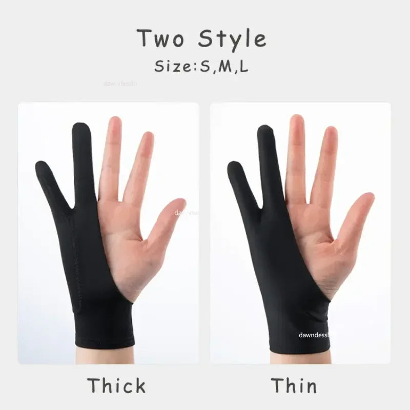 Two-Finger Anti-Touch Drawing Gloves for Tablets – Anti-Fouling Artist Screen Touch Gloves