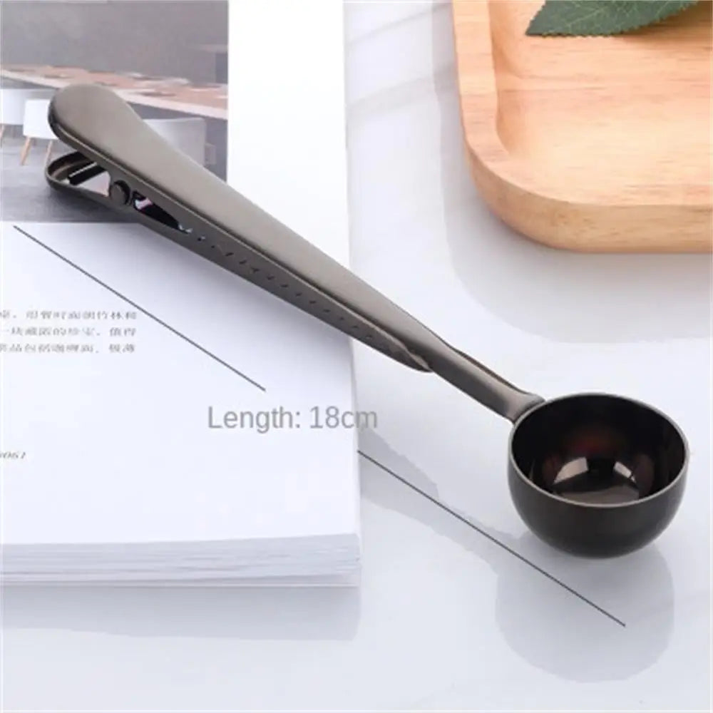 2-in-1 Stainless Steel Coffee Scoop with Sealing Clip - Measuring Spoon for Coffee, Tea & Powder