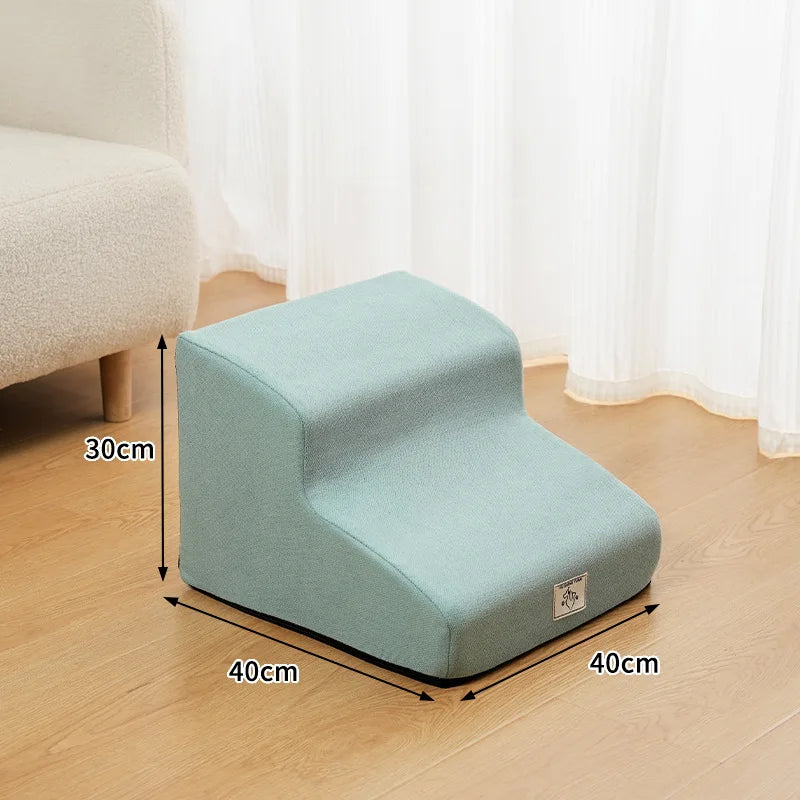 2- or 3-Step Pet Stairs for Dogs & Cats — Removable Washable Non-Slip Ramp for Sofa & Bed, PU Velvet Foam Pet Steps for Small & Senior Pets