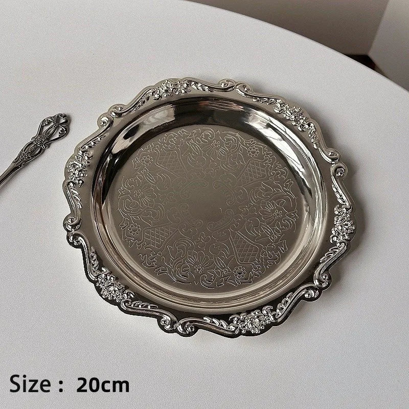 Hexagonal Stainless Steel Dessert Plates - Silver & Gold, 10/15/20/25 cm (4/6/8/9.8 in) - Retro Cake, Snack & Jewelry Tray