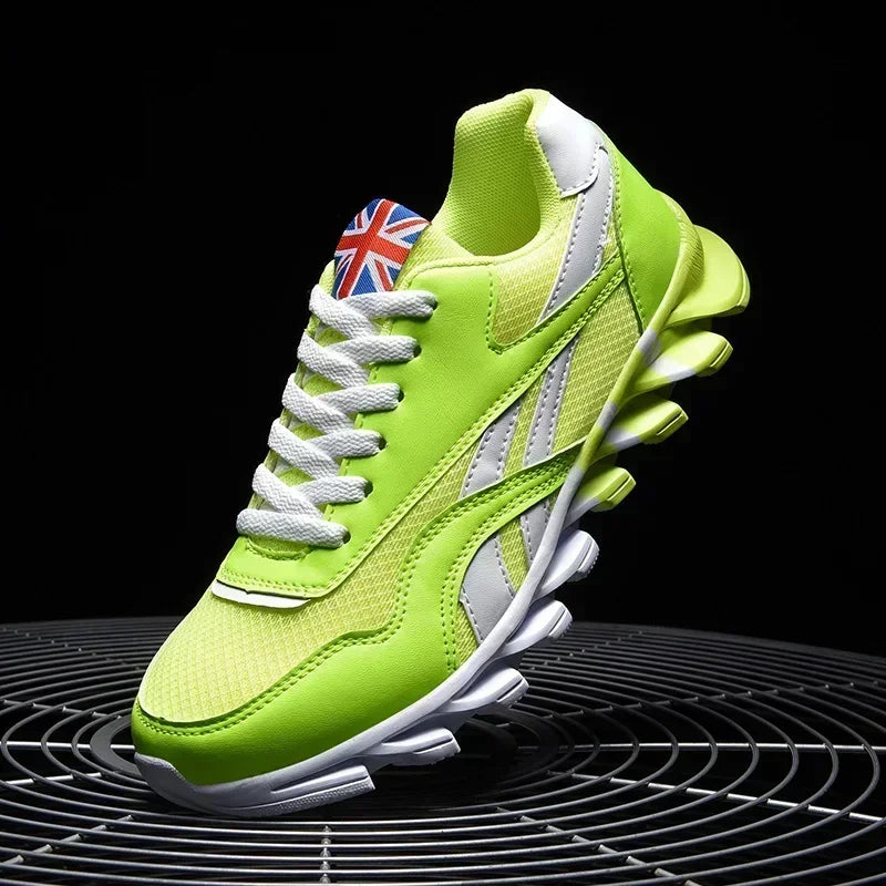 Men's Breathable Running Sneakers, Cushioned Thick Sole, Wear-Resistant Outdoor Fitness Shoes