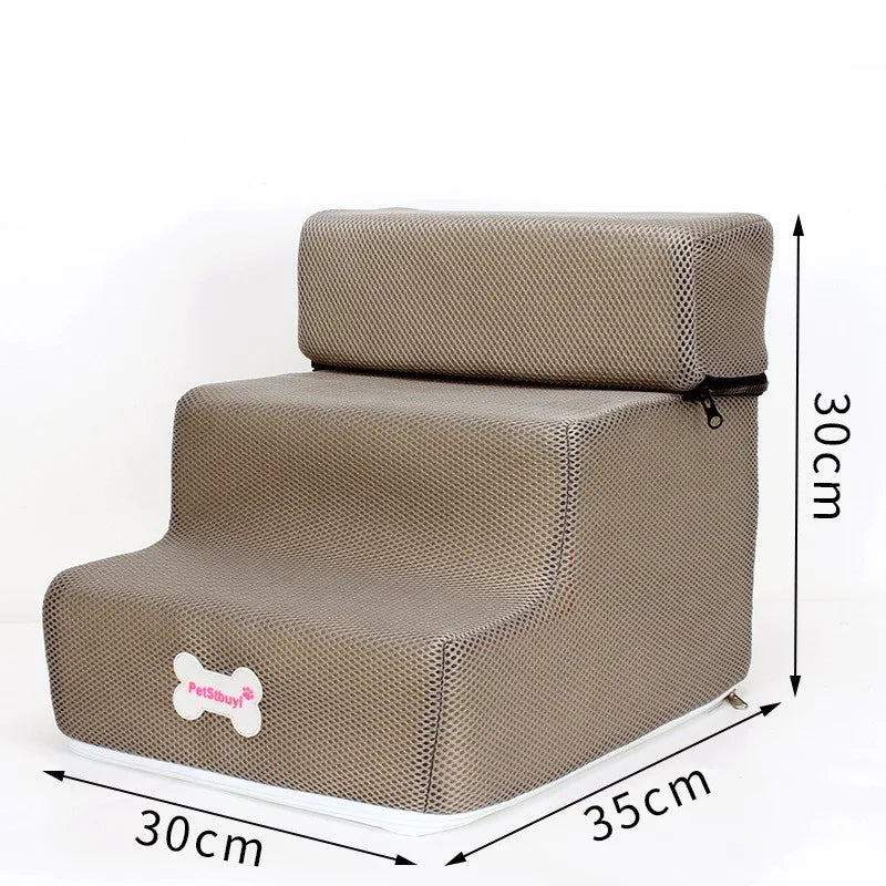 3-Step Pet Stairs for Small Dogs and Cats - Removable Washable Non-Slip Ramp Ladder