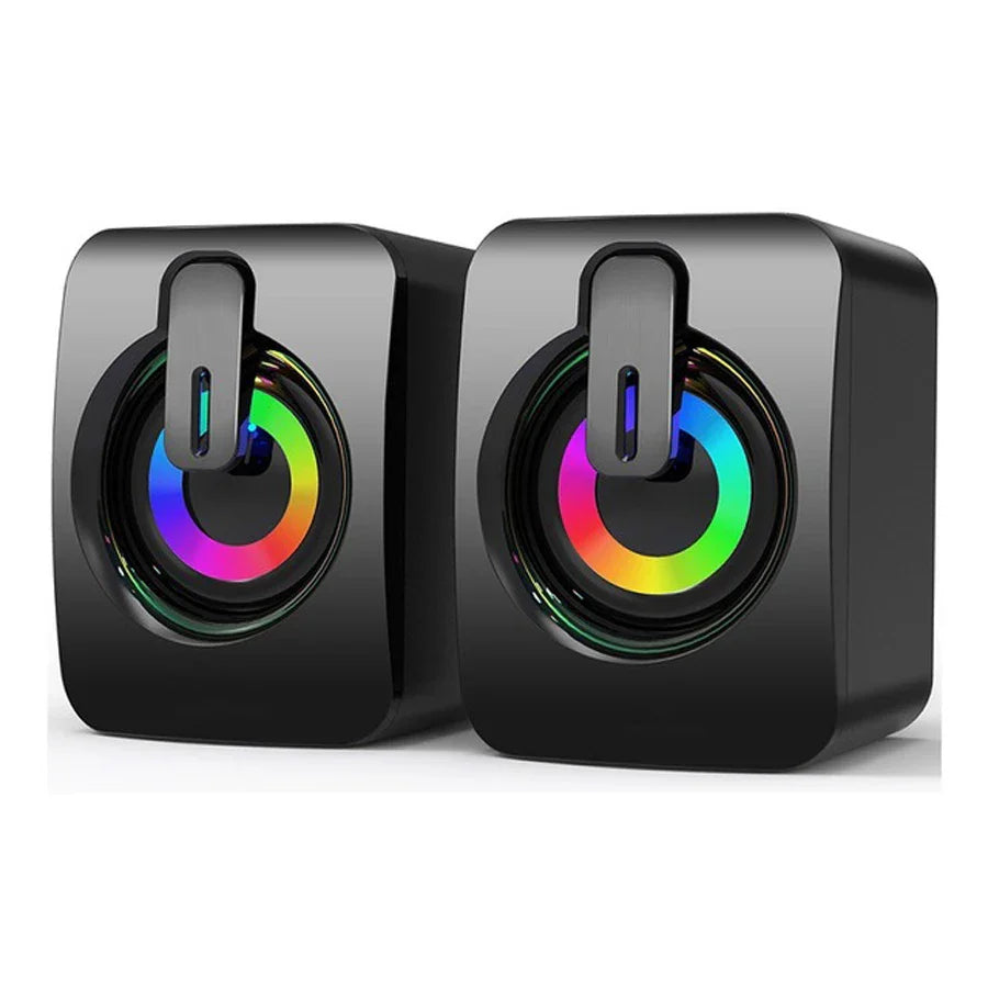Mini USB Computer Speakers 2.0 Stereo – Portable Desktop & Laptop Speakers, 3.5mm AUX, RMS 3W x2 (Blue/Black/Red/White)