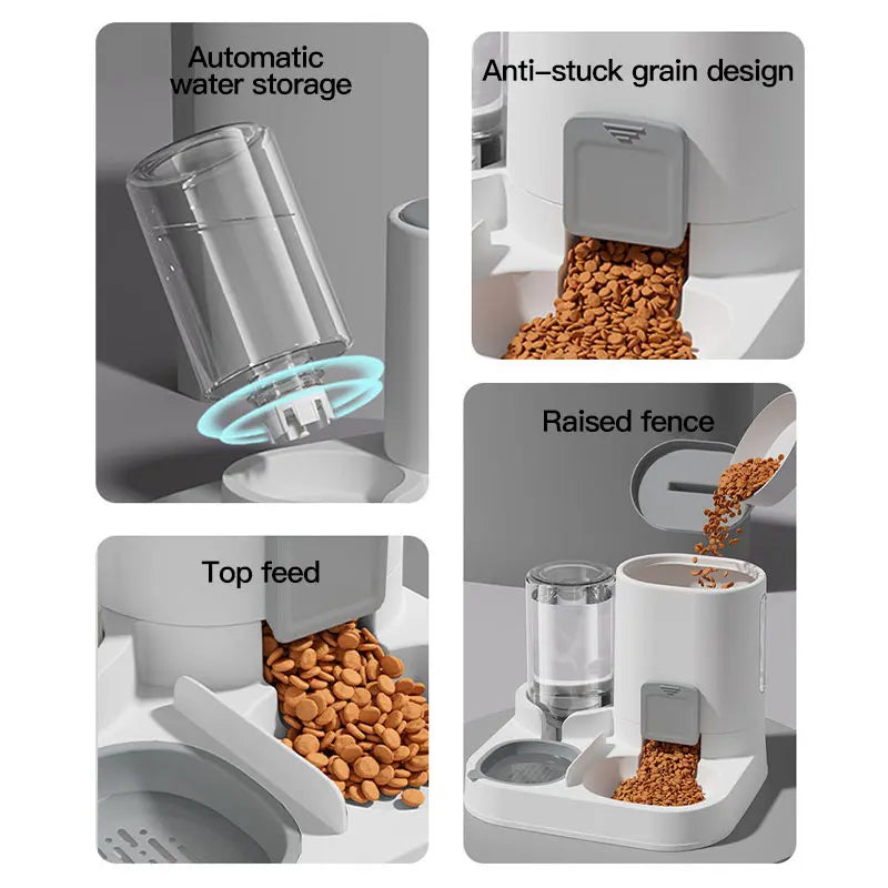 1-Pack Automatic Gravity-Fed Cat Water Dispenser & Feeder - Spill-Proof Large Capacity One-Piece Design