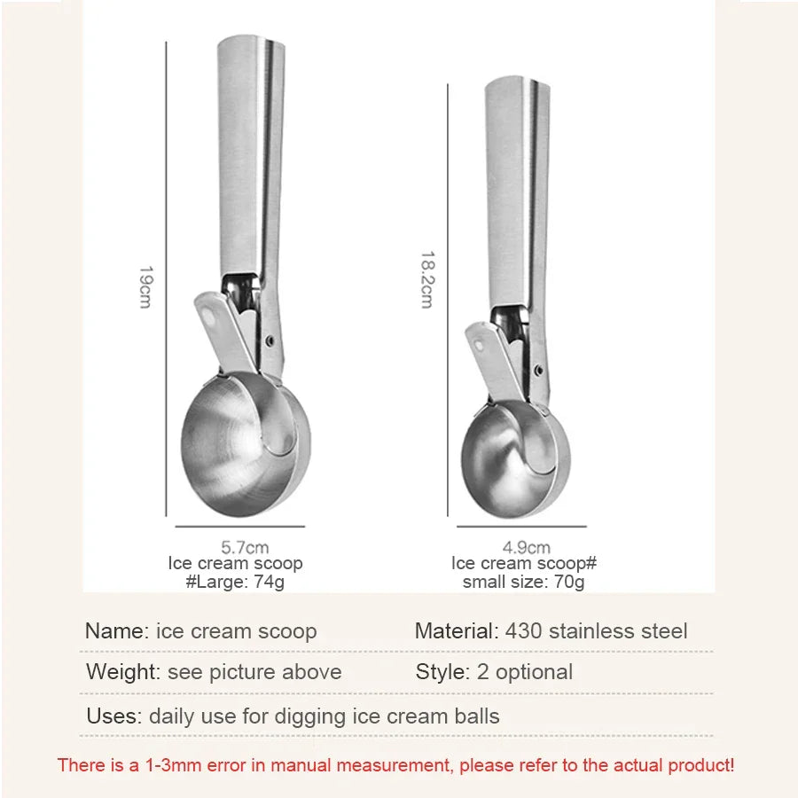 Stainless Steel Dual-Purpose Ice Cream & Fruit Scoop Multifunctional Kitchen Utensil