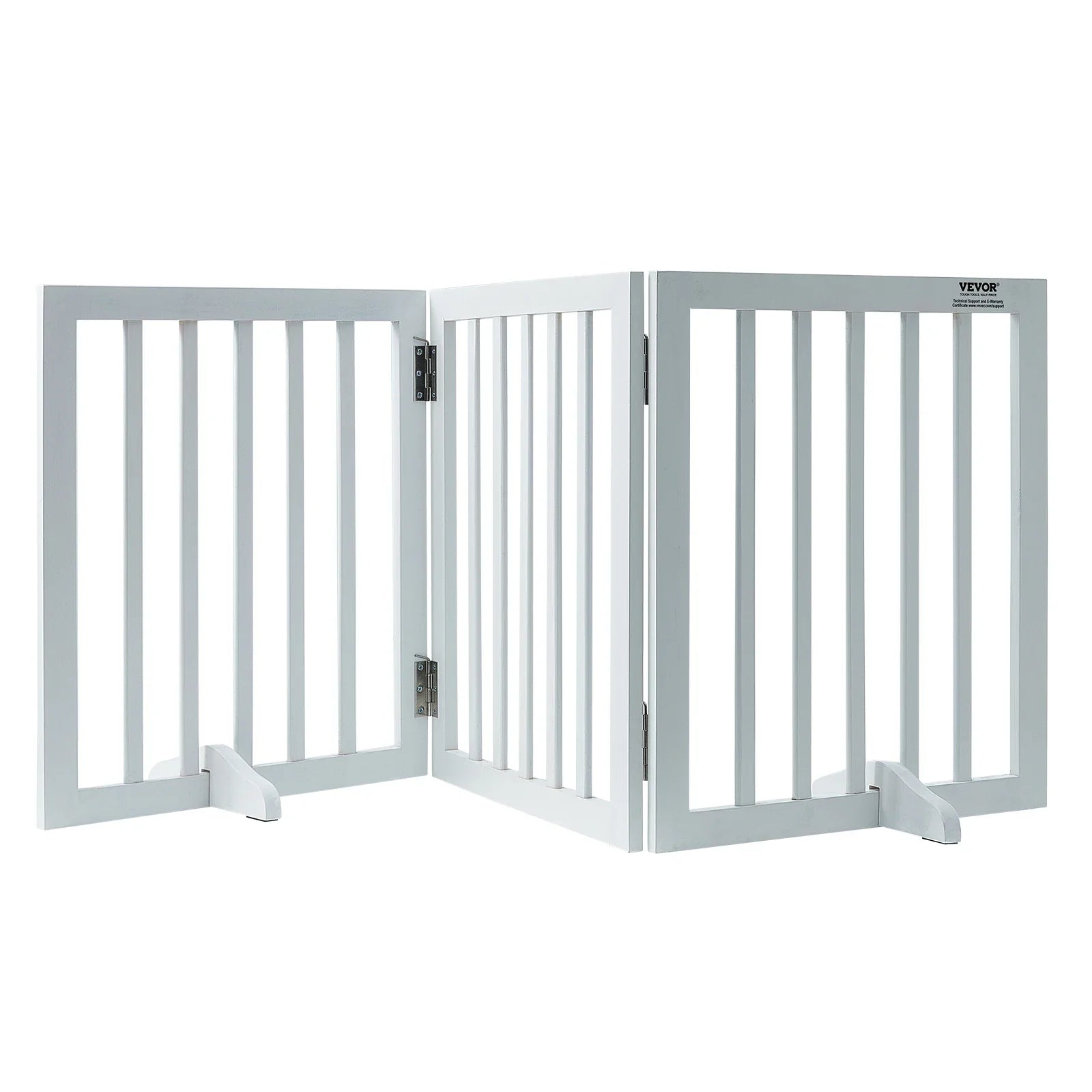 Freestanding Wood Pet Gate — Foldable 3-Panel Expandable Dog Barrier, 60 in (153 cm)