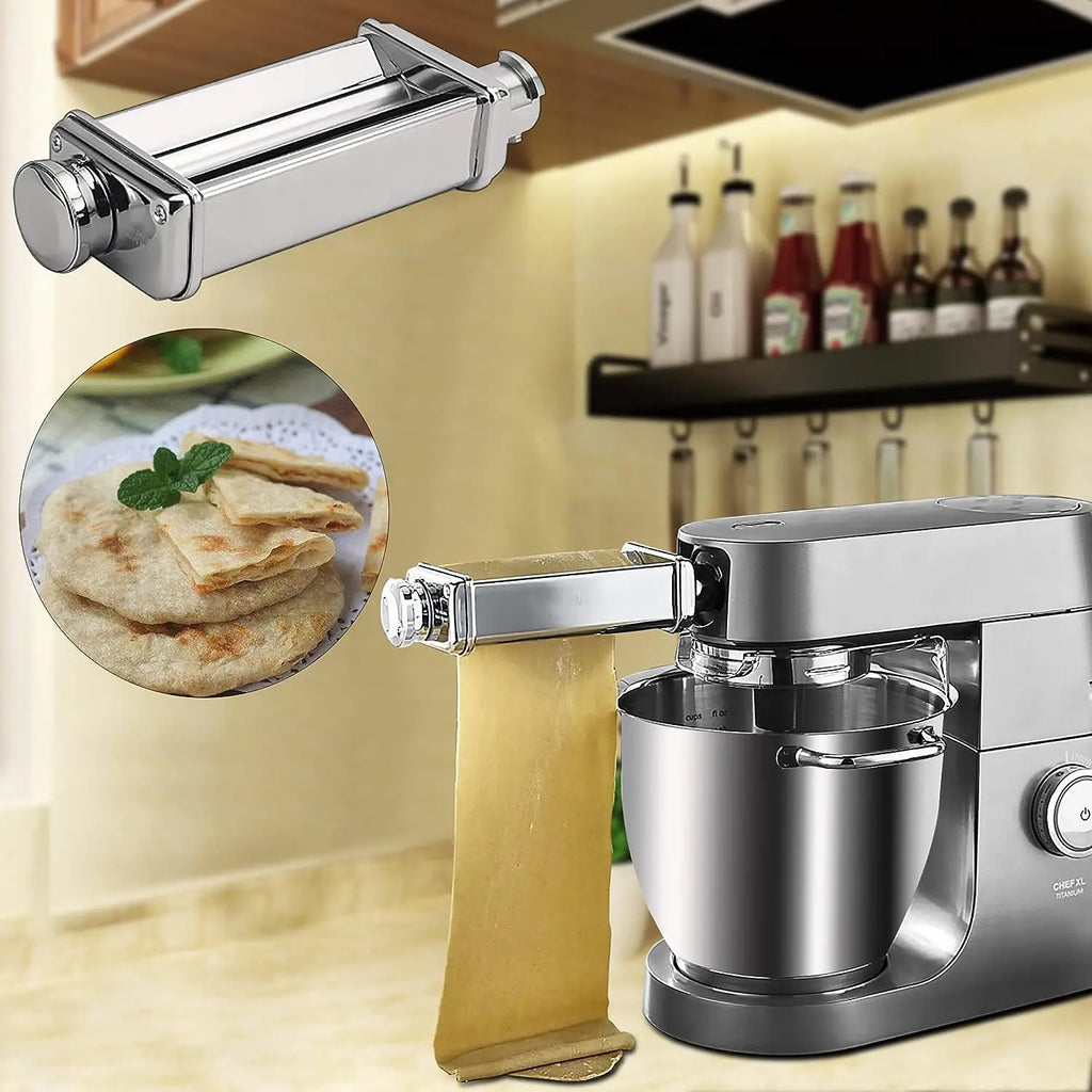 Pasta Cutter & Meat Grinder Attachment Kit for Stand Mixers – Fettuccine 6mm (0.24 in), Stainless Steel Grinder & Sausage Stuffer