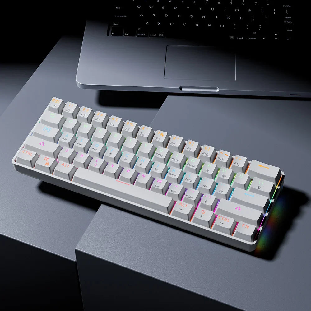 61-Key Compact Mechanical Gaming Keyboard – Hot-Swappable RGB Wired USB, Red Linear Switches