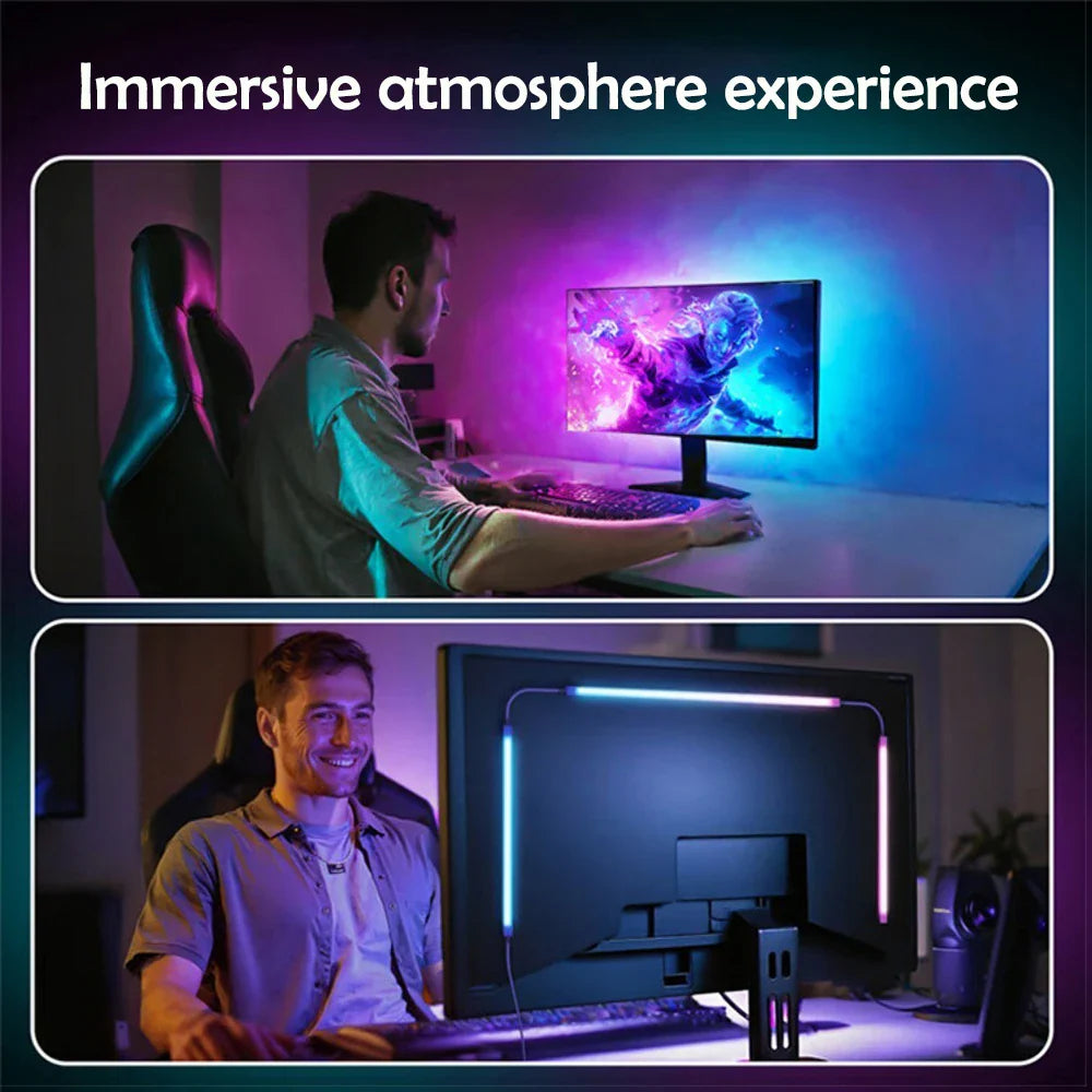 RGB Gaming LED Strip Backlight Smart App-Controlled Screen Sync Ambient Lighting for 24–34 in (61–86 cm) Monitors DIY Color Modes