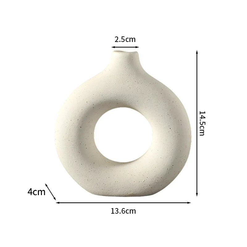 Ceramic Decorative Vase for Dried Flowers & Hydroponic Plants, Modern Table Ornament for Living Room Bedroom Office