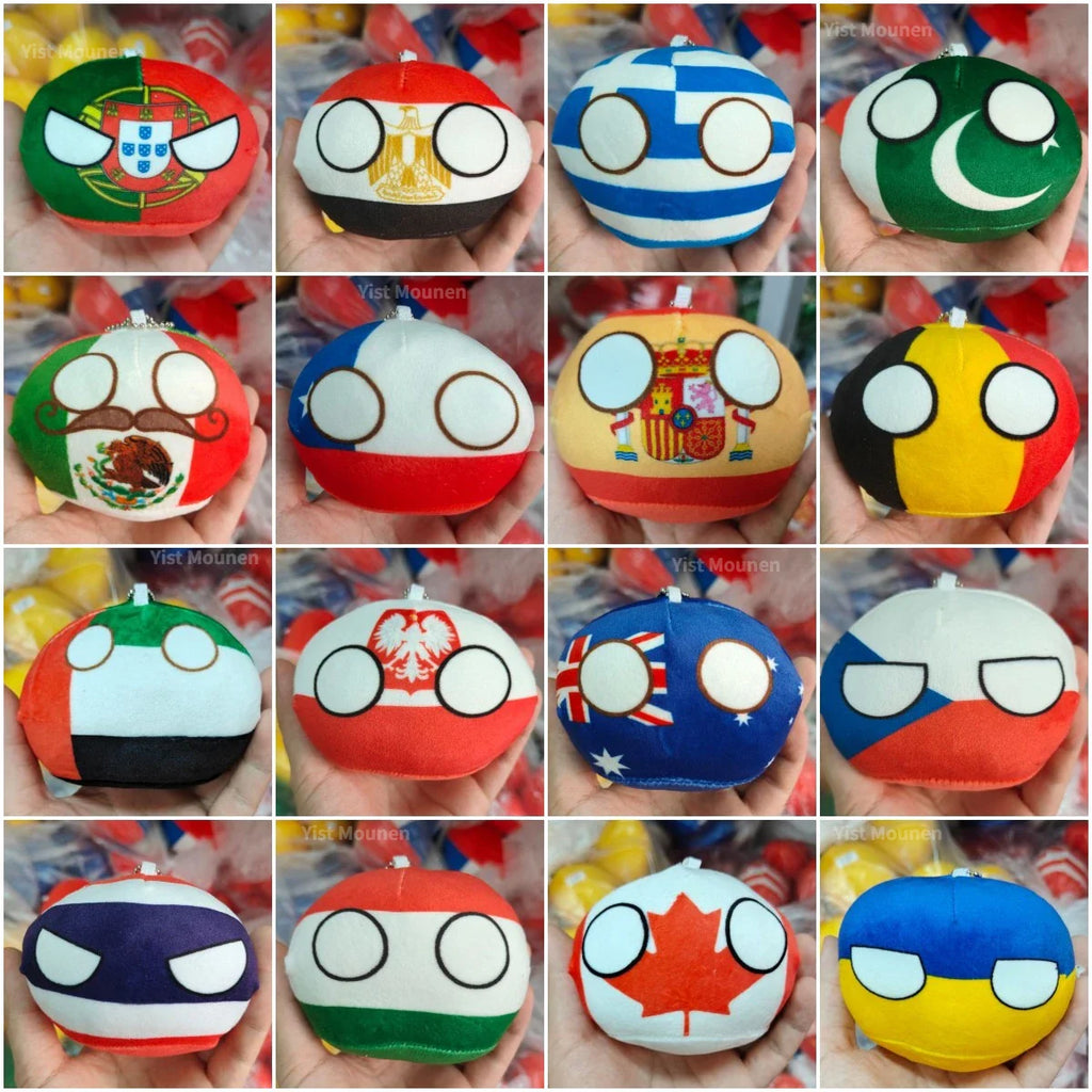 Polandball Countryball Plush Keychain 10 cm (3.9 in) 70 Designs Country Ball Pendant Stuffed Toy for Kids