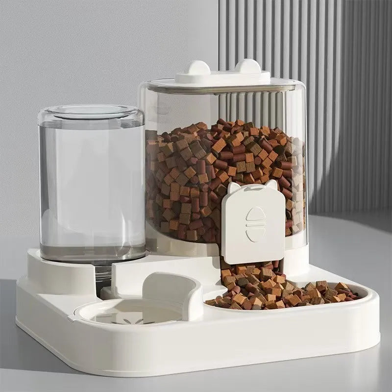 Automatic Non-Electric Pet Feeder with Water Fountain, Gravity-Fed Large-Capacity Dog & Cat Food Dispenser