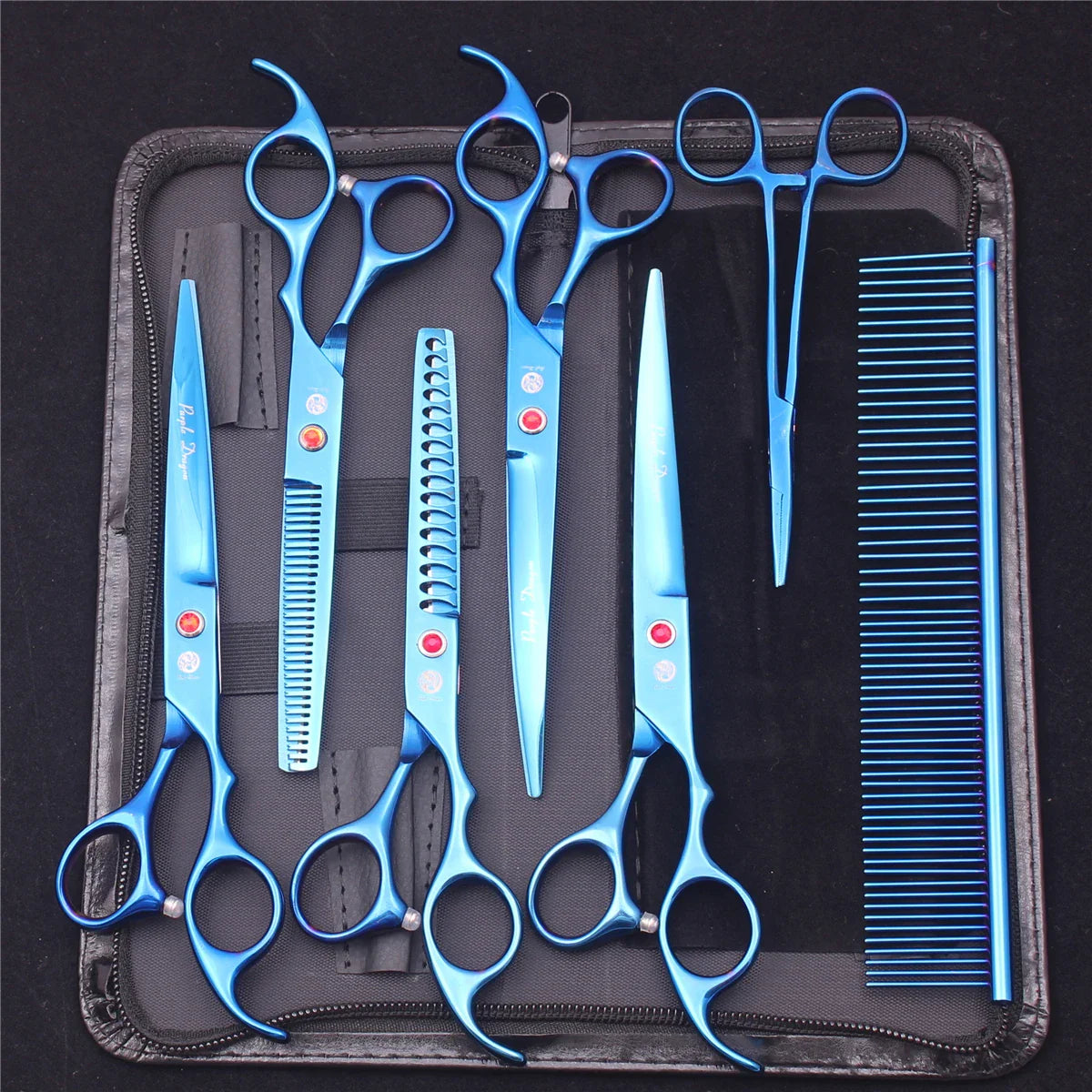 7-Inch (19.5 cm) Stainless Steel Pet Grooming Scissors Kit – Straight, Thinning, Chunker & Curved Shears