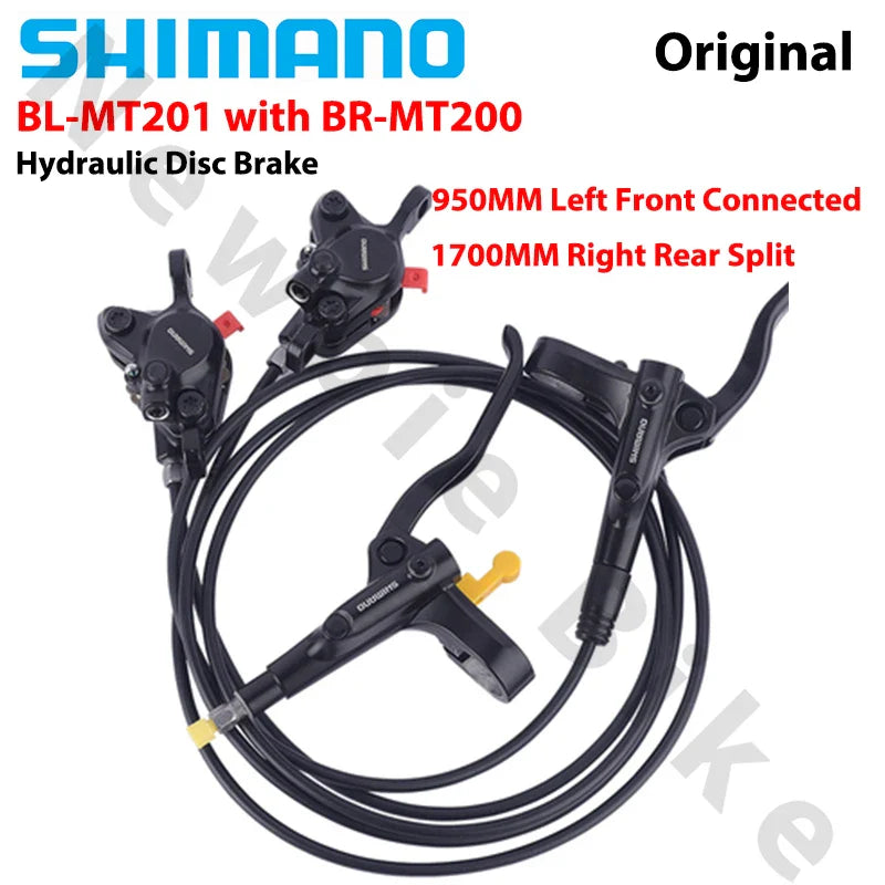 MTB Hydraulic Disc Brake Set – 2-Piston Caliper & 3-Finger Steel Lever, Front & Rear, 160mm Rotor Compatible