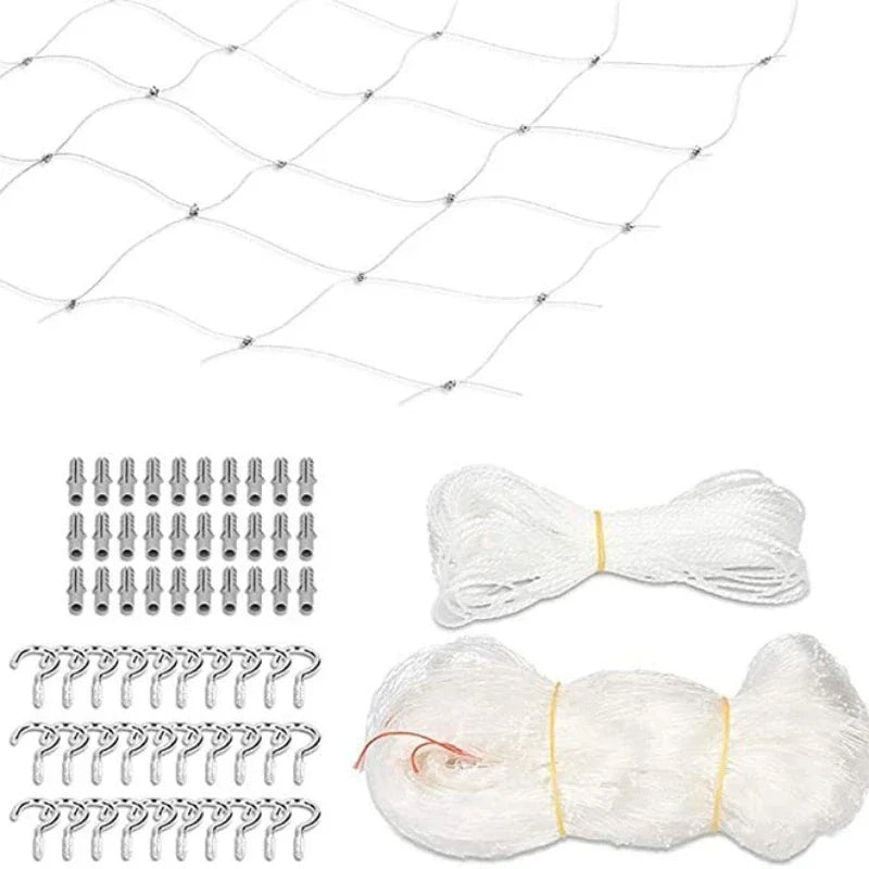 Balcony and Window Pet Safety Net – Transparent Nylon Mesh with Steel Wire Grid – Cat and Small Dog Fall Prevention