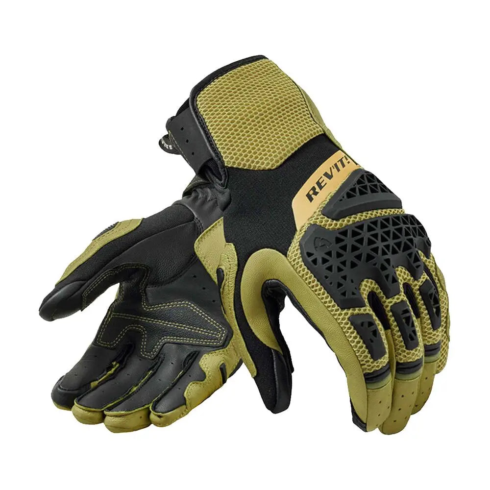 Leather Mesh Motorcycle Gloves for Men — Touchscreen Full-Finger Riding Gloves with Knuckle & Palm Protection
