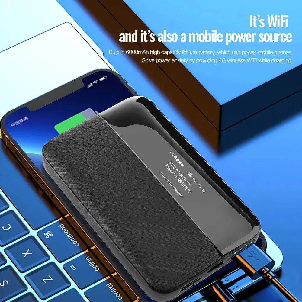 6000mAh 4G Pocket WiFi 150Mbps Portable Unlockable SIM Mini Router Hotspot