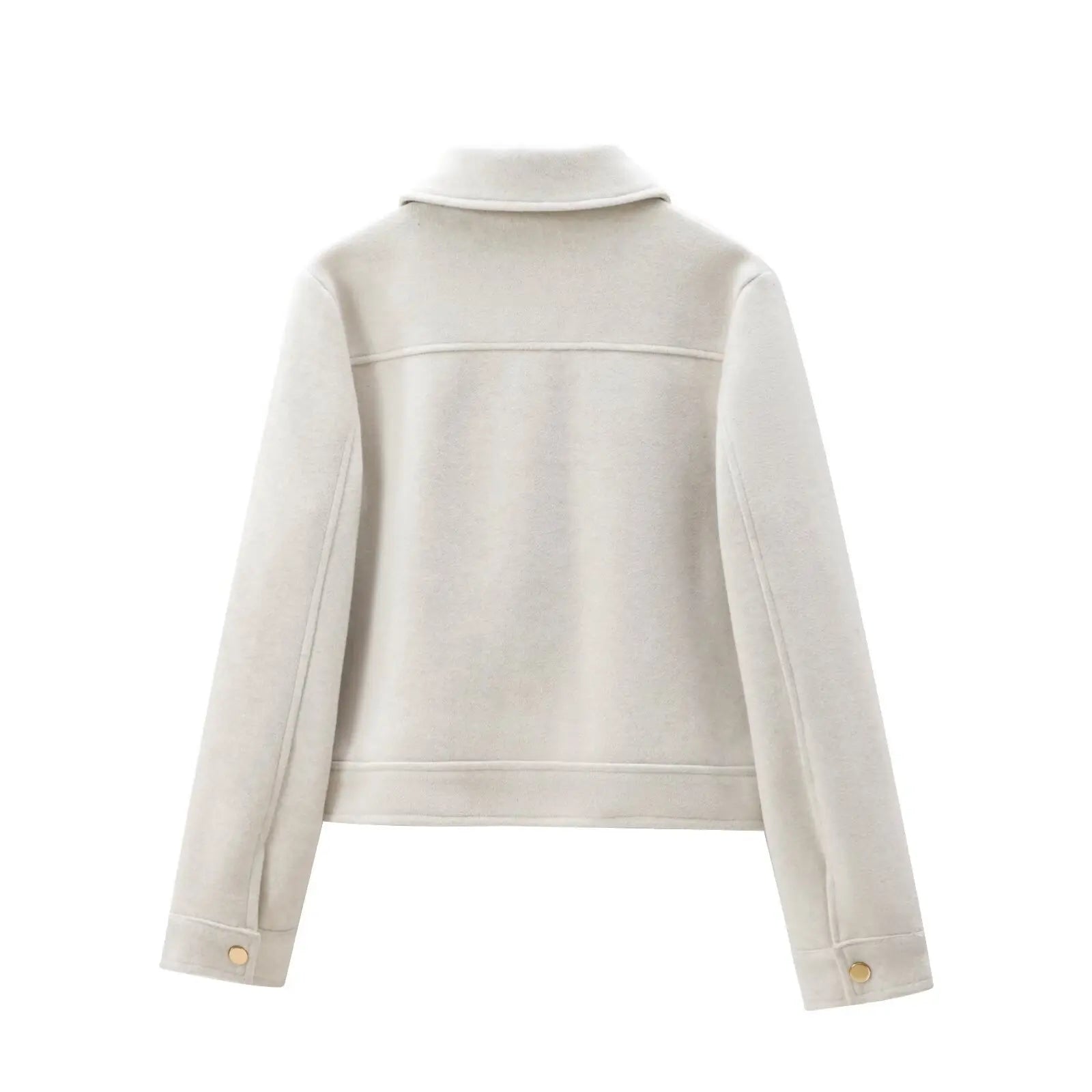 Women's Zipper Jacket - Short Winter Coat with Pockets, Long Sleeve Casual Street Outerwear