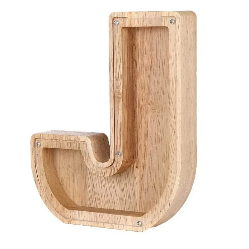 26-Letter Wooden Piggy Bank A-Z Alphabet Coin Money Box Kids Savings Jar Desktop Decor Gift