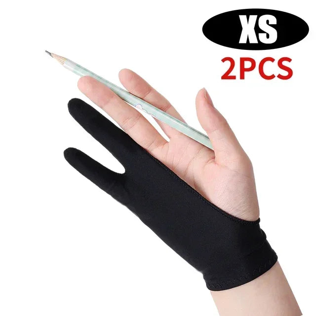 Palm Rejection Two-Finger Drawing Glove for Graphic Tablets - Right/Left Hand
