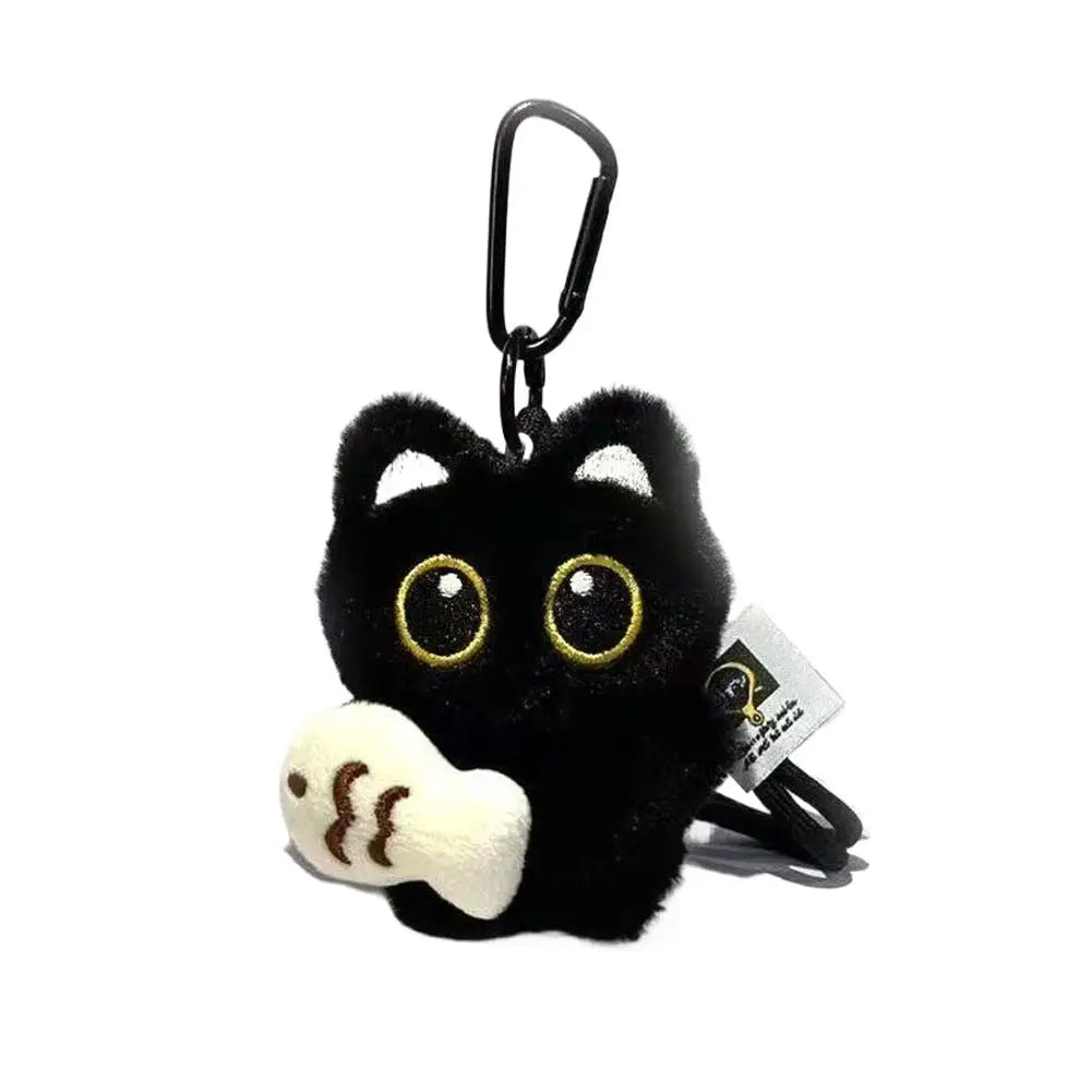 Plush Black Cat Keychain 10cm (3.9 in) Kawaii Bag Charm Cute Stuffed Cat Keyring Gift