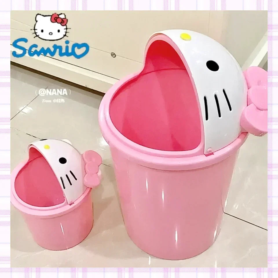 Kawaii Cat Trash Can Cute Plastic Rubbish Bin for Bedroom & Living Room — 21 cm (8.3 in) / 37 cm (14.6 in)