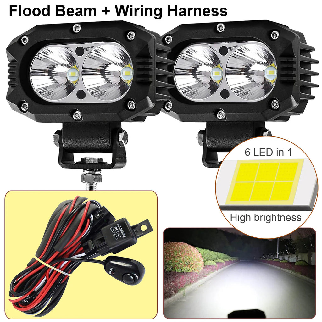 4 in (100 mm) LED Pod Light - Combo Spot + Flood Beam 9-30V Driving Work Fog Light for Car Motorcycle ATV UTV SUV Off-Road 4x4 Boat Truck