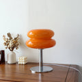 Macaron Glass Table Lamp - 2-Color E27 LED Bedside Lamp, Stained Glass Night Light for Bedroom (28cm x 18cm / 11in x 7in)