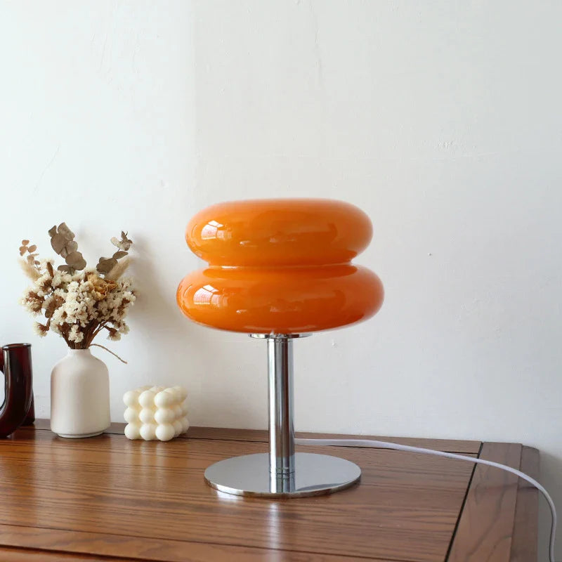 Macaron Glass Table Lamp Trichromatic Dimmable LED Night Light for Bedroom & Living Room