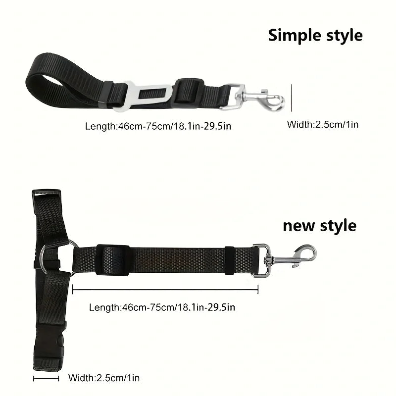 Two-in-One Pet Car Seat Belt Leash Adjustable Nylon Dog Seatbelt Harness for Backseat Safety