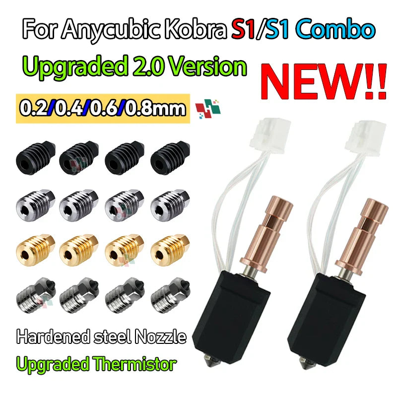 Ceramic Hotend Upgrade Kit for Kobra S1 & S1 Combo — 24V 48W 200K Thermistor Fast-Heating up to 300°C