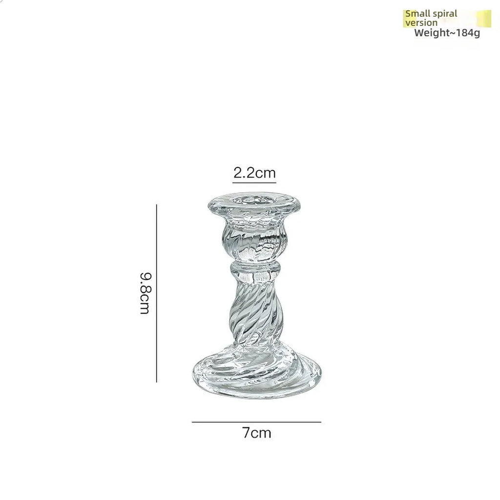 Clear Glass Pillar Candle Holder Table Candlestick for Dining Room Decor