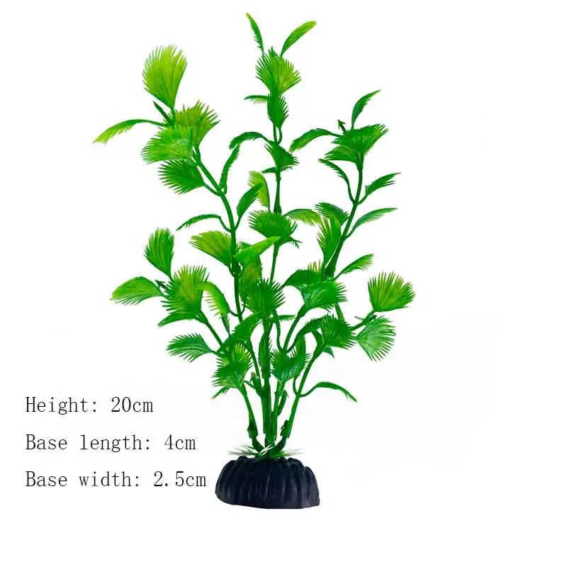 Artificial Aquarium Plants – Plastic Underwater Green Shrubs with Resin Base, Fish Tank Decoration