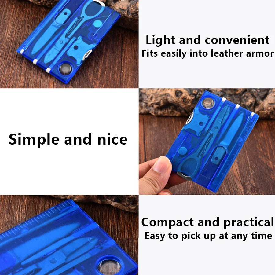 12-in-1 Credit Card Multi-Tool — Portable Pocket EDC Survival Tool for Hiking & Camping