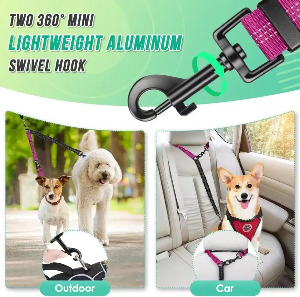 Adjustable Dual Dog Leash Coupler – No-Tangle Shock-Absorbing Bungee Splitter for Two Dogs (16.5–22.4 in / 42–60 cm, Elastic to 31.5 in / 80 cm)
