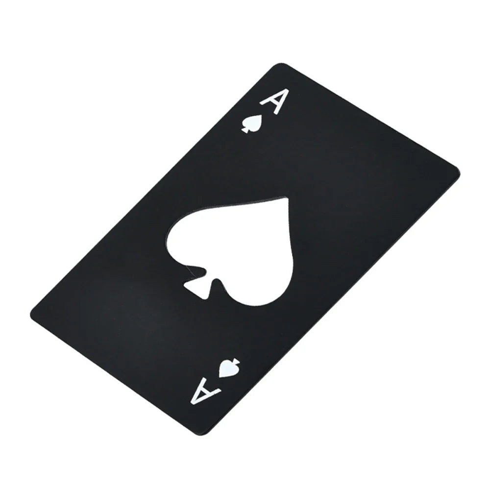 Poker-Shaped Credit Card Bottle Opener — Stainless Steel Wallet-Sized (85 x 54 mm / 3.35 x 2.13 in) Bar & Can Opener