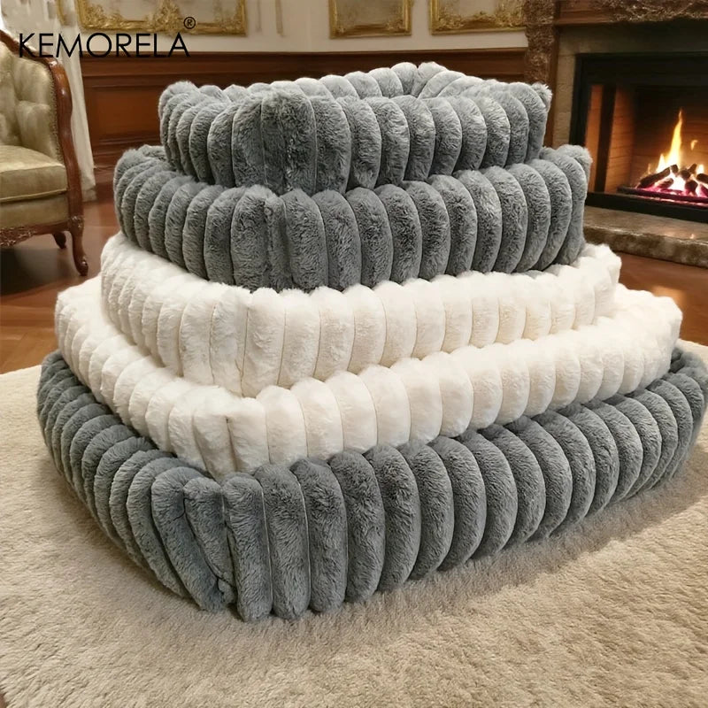 Orthopedic Plush Dog Bed – High-Resilience Support Mattress for Small to Medium Dogs, All-Season Fluffy Pet Bed for Bedroom