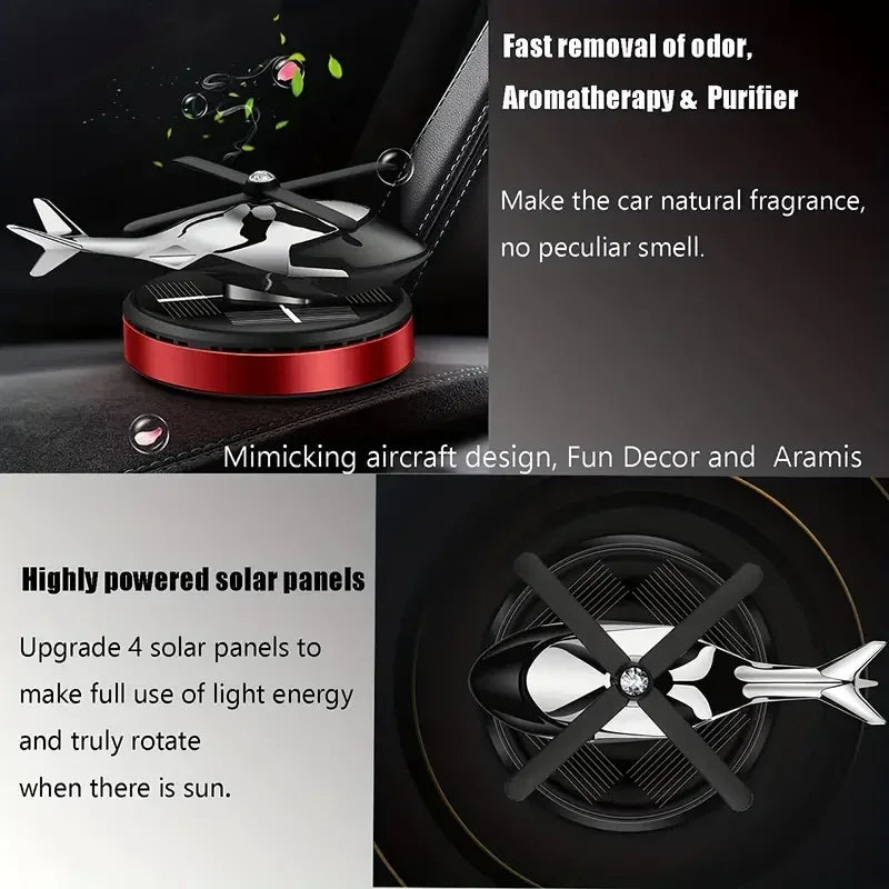 Solar Helicopter Propeller Car Air Freshener Decorative Aromatherapy Diffuser for Car Interior