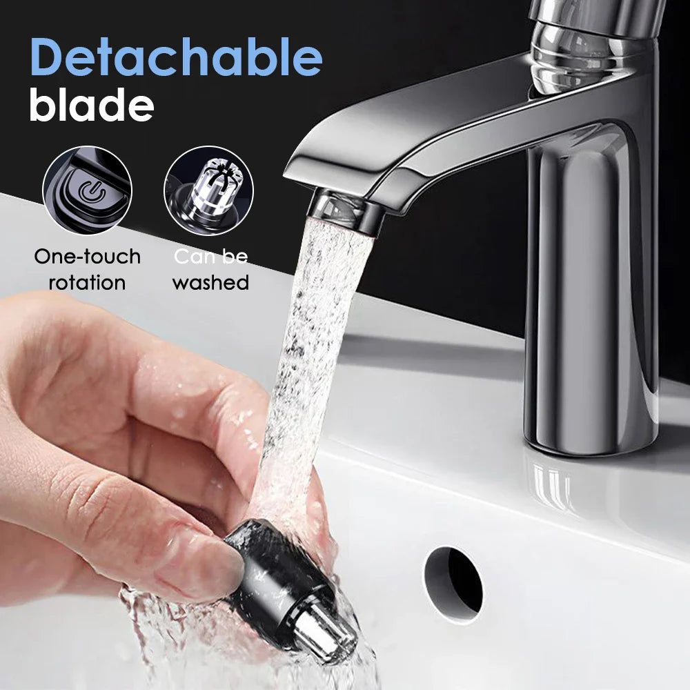 Portable USB-C Rechargeable Nose & Ear Hair Trimmer, 360° Safety Blade, Detachable Washable Head