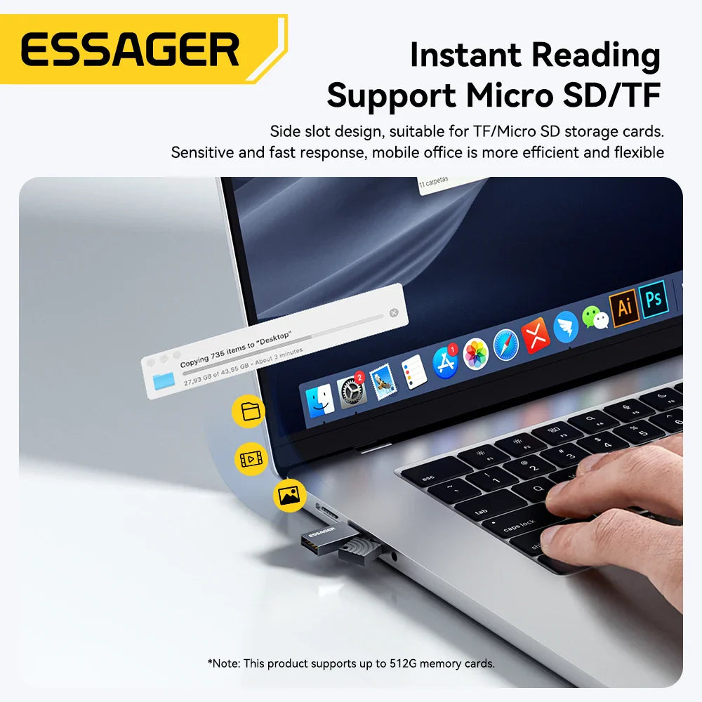 2-in-1 USB-C & USB 2.0 Micro SD/TF Card Reader Adapter - Mini Memory Reader for iPhone, iPad, MacBook & Android